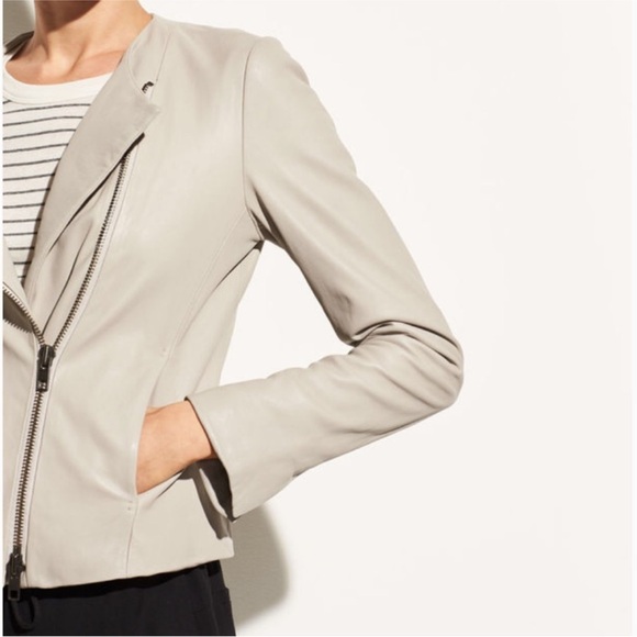 NWT VINCE Cross Front Washed-Leather Jacket (lamb skin leather) - Picture 7 of 13